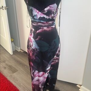 Express Floral Maxi Dress - Black and Pink